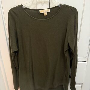 Michael Kors Dark Green Long Sleeve Top